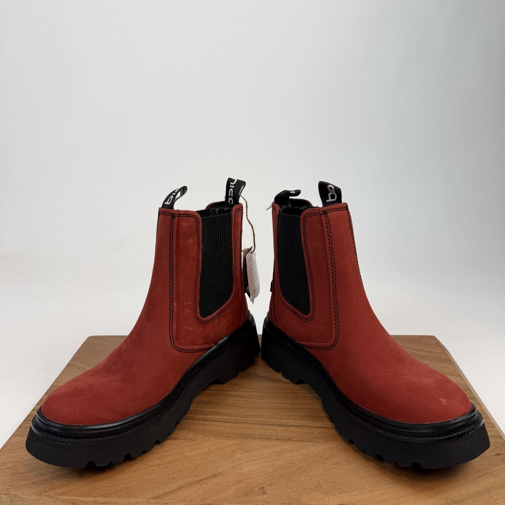 New Womens Bionica Drina Rogue Lug Red Leather Sole Ankle Chelsea Boots Size 7 M - Picture 5 of 8